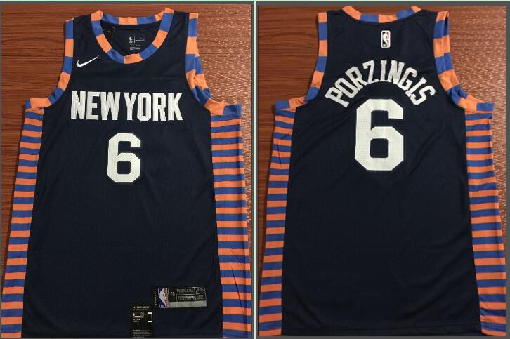 Men New York Knicks 6 Porzingis Black City Edition Game Nike NBA Jerseys